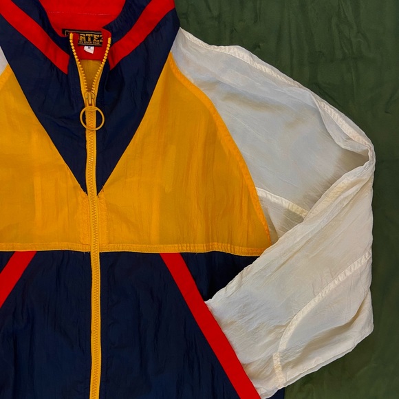 80s Style Nylon Track Jacket with Color Blocking - Picture 2 of 3